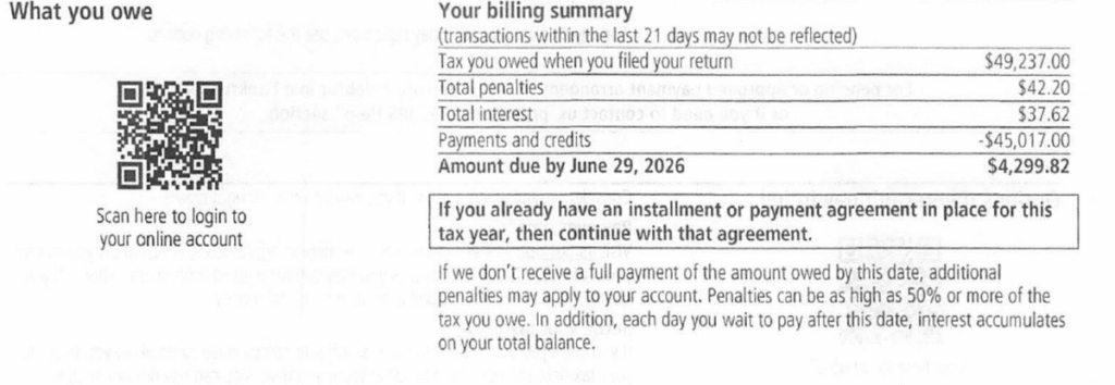 CP14K Notice Billing Summary