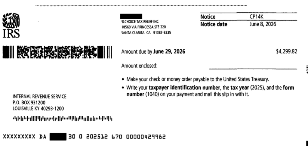 CP14K Notice Payment Coupon