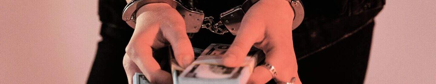 Hands Holding Money While Also in Handcuffs
