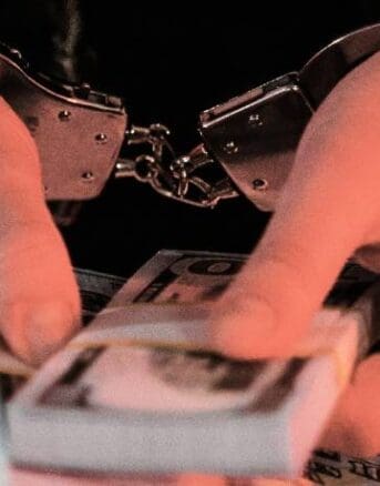 Hands Holding Money While Also in Handcuffs