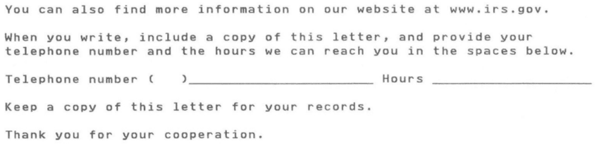 IRS Letter 484C For Further Contact