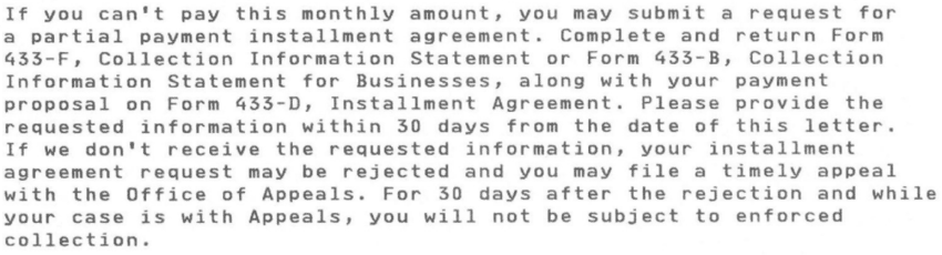IRS Letter 484C If You Cannot Pay The IRSs Proposed Amount