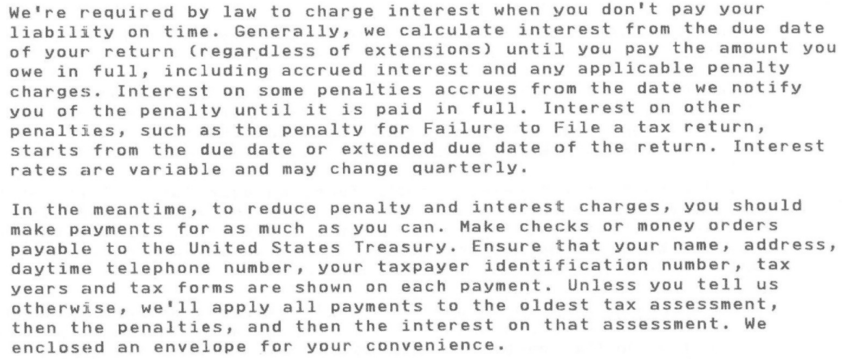 IRS Letter 484C Interest