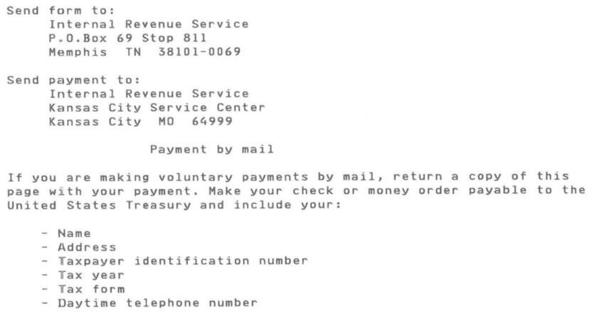 IRS Letter 484C Payment By Mail