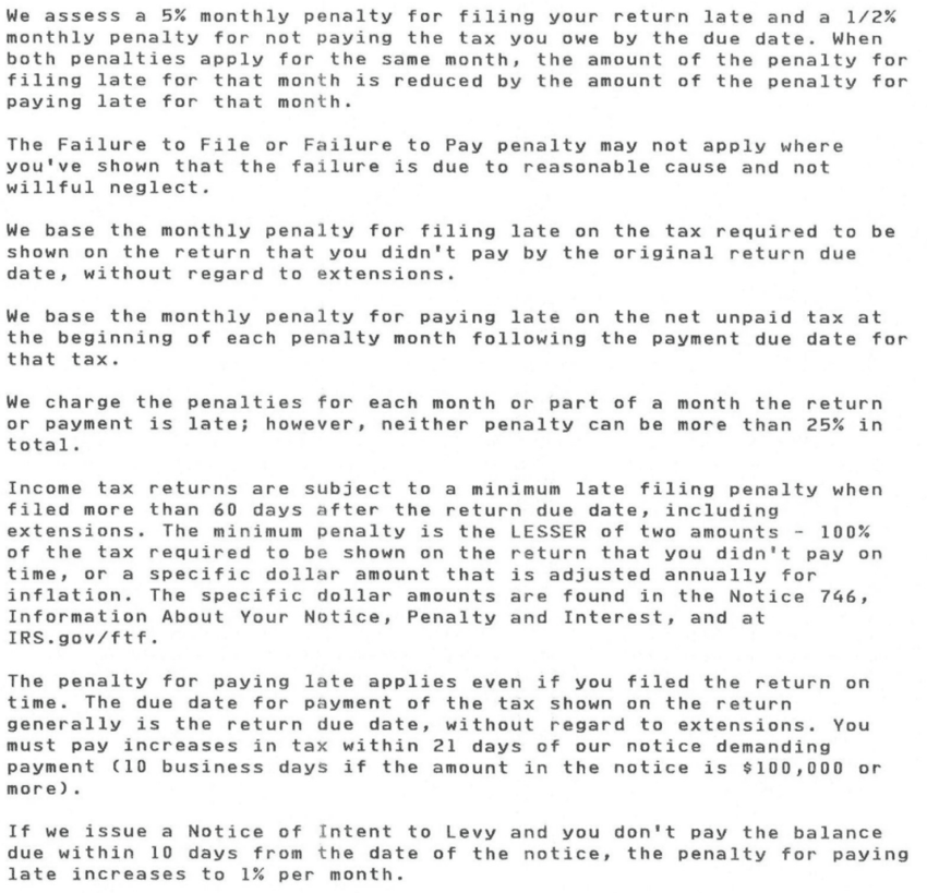 IRS Letter 484C Penalties 1