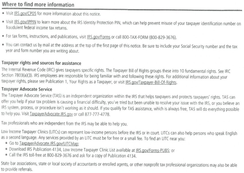 IRS Notice CP05 Where You Can Find More Information