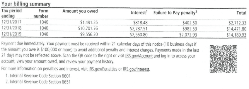 IRS Notice LT14 Your Billing Summary