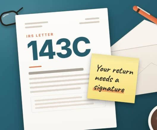 Illustration of IRS Letter 143C With a Note Saying Your Return Needs a Signature