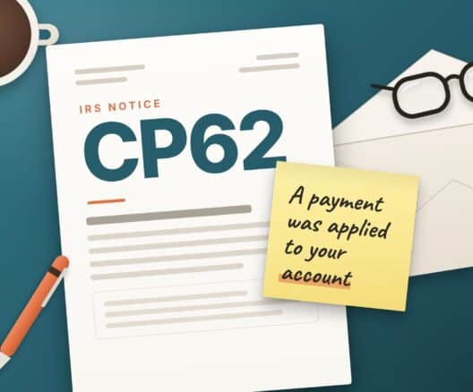 Illustration of IRS Notice CP62 With a Note Saying a Payment Was Applied to Your Account