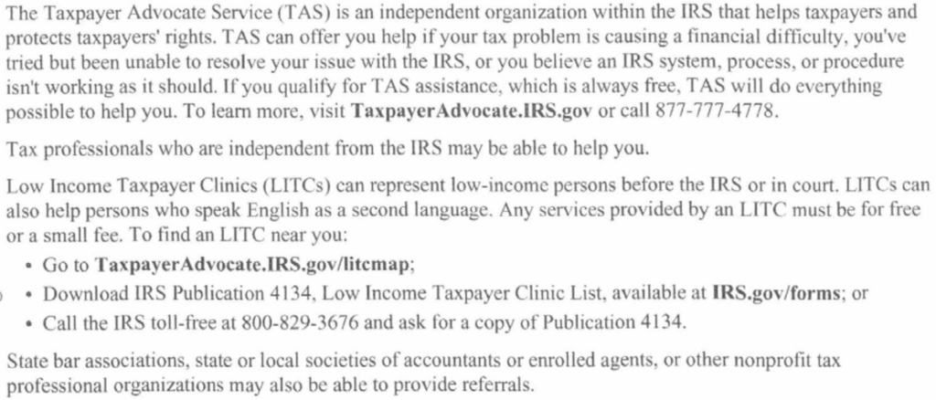Letter 3219 Taxpayer Rights and Sources For Assistance 2