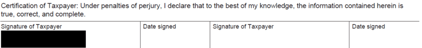 Taxpayer's Certification