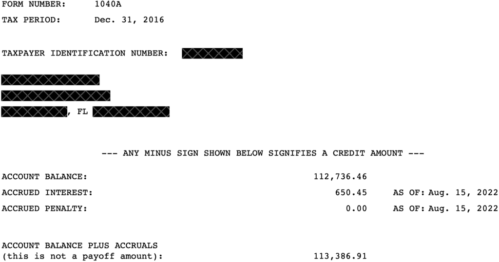 Unfiled Tax Return Results in Large Tax Balance