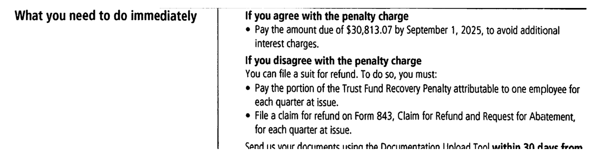 IRS Notice CP15B what you need to do immediately section, agree or disagree with the penalty