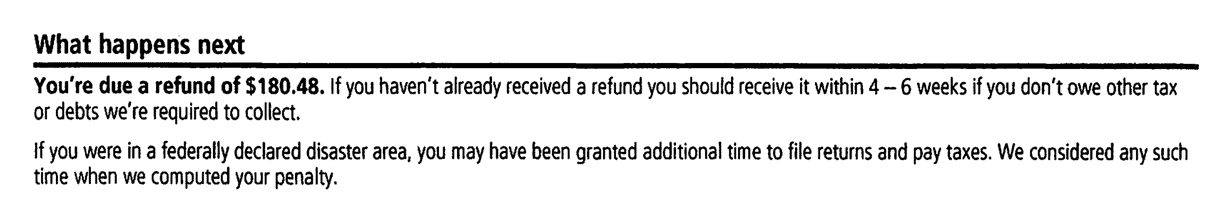 IRS Notice CP30A What happens next section showing the refund amount and the 4 to 6 week timeframe