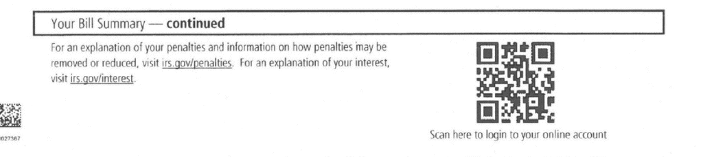 CP503 Notice Your Bill Summary Continued