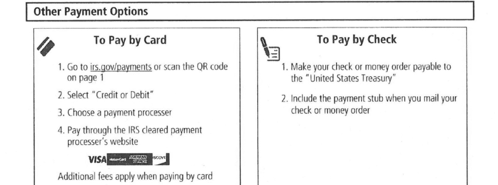 CP503 Notice Other Payment Options