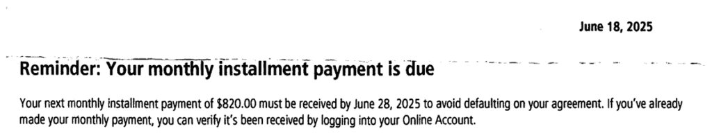 CP521D Notice Reminder Your Monthly Installment Payment Is Due