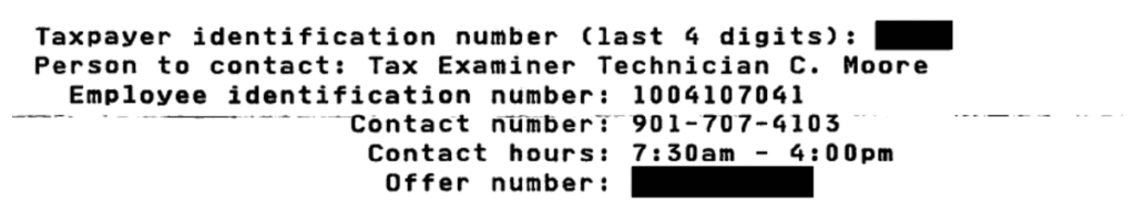 Letter 6459C Case Contact Information