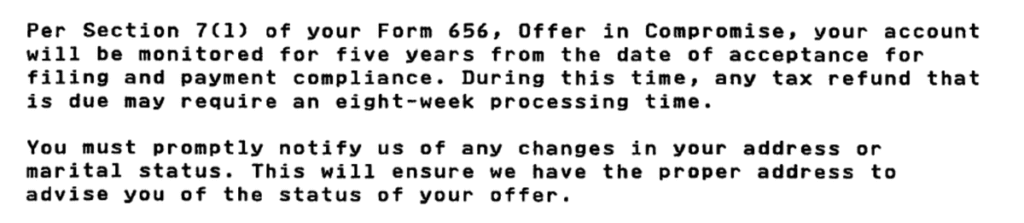 Letter 6459C Five Year Compliance Monitoring