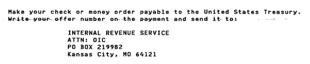 Letter 6459C Where to Send Offer Payments